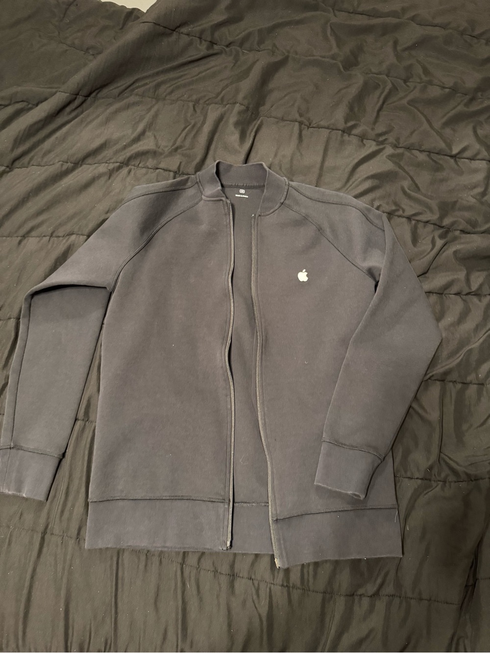 Apple Men's Dark Gray Zip-Up Sweater with Apple Logo